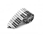 Kravata s potlačou klaviatúra - bielo/čierna