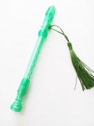 Pero v tvare zobcovej flauty - zelená farba