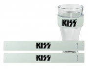 Kiss Slap Bands - 2-Pack s bílými pruhy a černým písmem